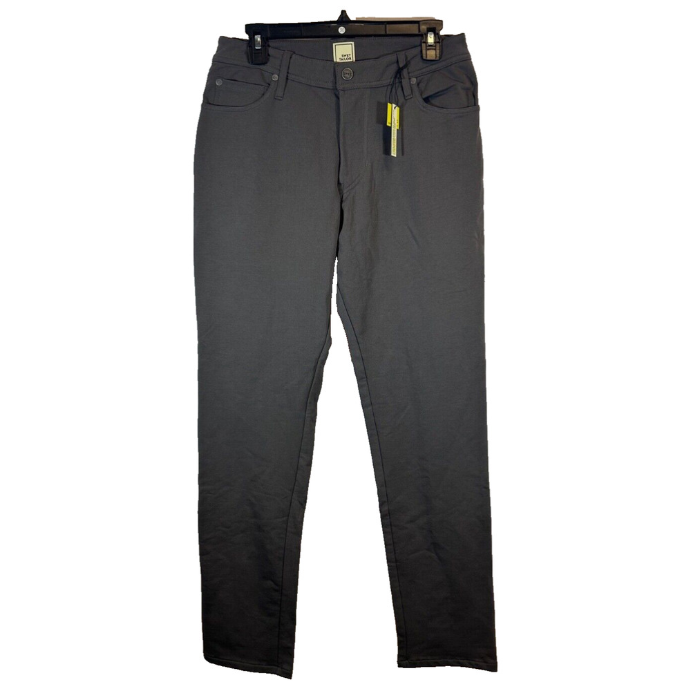 NEW Swet Tailor Pants Mens 31/32 Grey Soft Stretch Cotton 5 Pockets Mid Rise A33